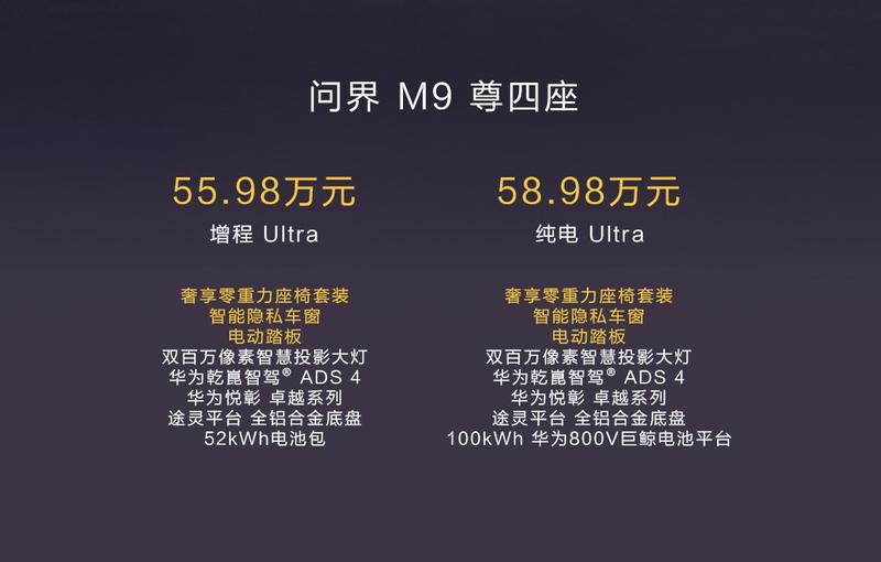 四座正式上市 售5598万元起不朽情缘游戏手机版问界M9 尊(图3)